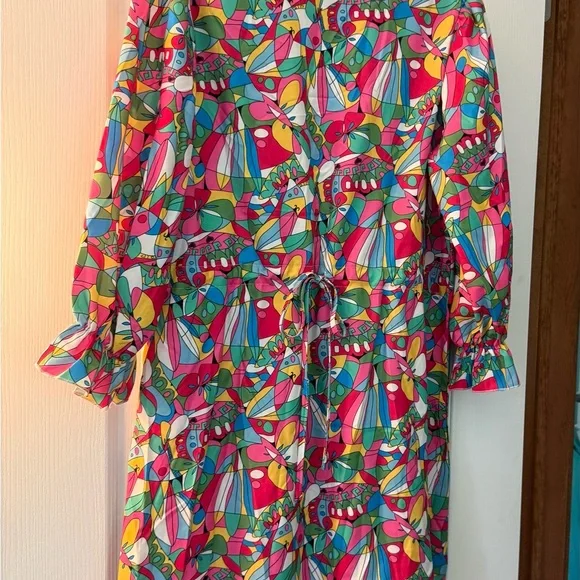 The Sixties are Back! Colorful Floral Shirt Dress - Picture 3 of 12